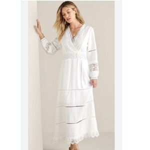 NWT Soft Surroundings Araminta White Linen Maxi Dress